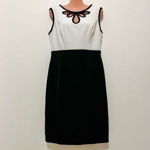 Adrianna Papell Black & White Sleeveless Sheath Dress Chic Mobwife Event